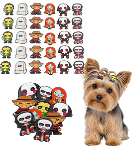 50 Adesivos EVA Monstros Halloween Pet Shop Banho e Tosa