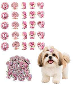 200 Adesivos EVA Outubro Rosa União Pet Shop Cães Banho Tosa