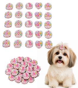 50 Adesivos EVA Outubro Rosa Força Pet Shop Cão Banho e Tosa