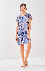 5857 - Camisola estampada em viscose com detalhe em renda