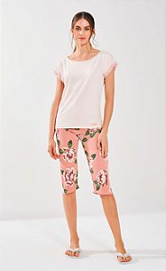 6514 - Pijama pescador floral em poliamida ( liganete )