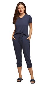 14892 - Pijama com calça capri em viscose