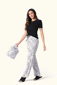 10380025 - Pijama de calça e manga curta em algodão