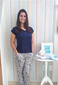 812 - Pijama de calça e manga curta em viscose
