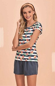 106695 - Pijama com shorts e blusa de manga curta 100% algodão