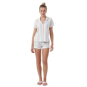 12378 - Pijama listrado aberto com botões modelo americano