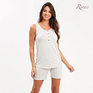 14271 - Pijama Recco regata em viscose stretch Cinza Mescla