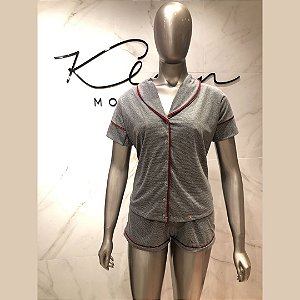 1006 - Pijama listrado aberto com botões