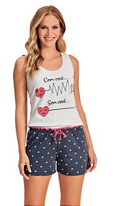 166823 - Pijama bermuda com regata em algodão - Com você