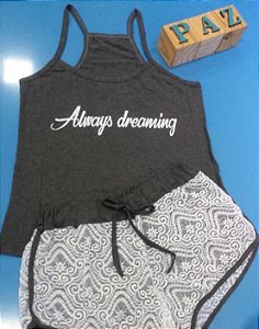 688 - Shortdoll com blusa de alcinhas e shorts renda sobreposta