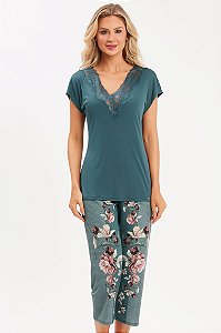 14253 - Pijama capri em microfibra amni e supermicro com renda