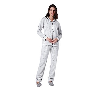 9554 - Pijama de calça e manga longa de botões