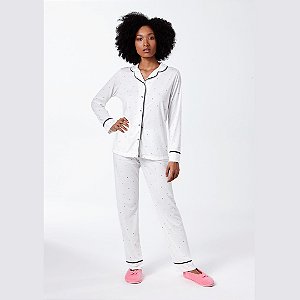 9659 - Pijama de calça e manga comprida de poá