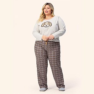 10900023 - Pijama de calça e manga longa plus size