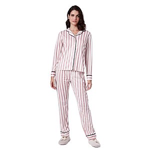 9659 - Pijama de calça e manga comprida de listras