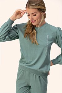 10100066 - Pijama feminino calça e manga longa em moletinho