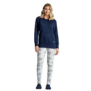13020004 - Pijama feminino com legging e blusa de matelassê