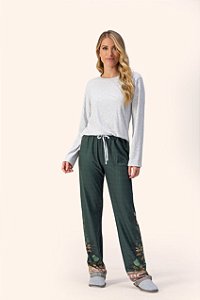 10100090 - Pijama Feminino manga longa viscose com liganete