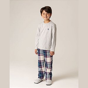 9738 - Pijama Infantil Moletinho Calça Xadrez