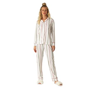 9862 - Pijama Feminino com Botões listrado