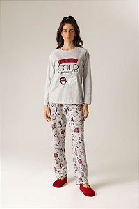 9874 - Pijama Feminino Flanelado Pinguim