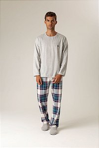 9758 - Pijama Masculino em Moletinho Flanelado Calça Xadrez