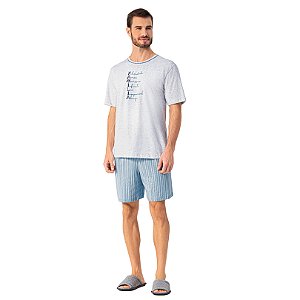 Pijama masculino com shorts e manga curta família 12270043