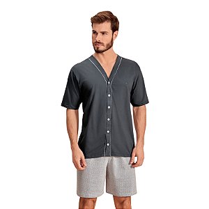 Pijama masculino shorts com blusa de botões 125414