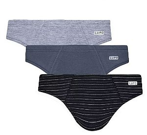 Kit com 3 Cuecas Adulto Slip Lupo 00515