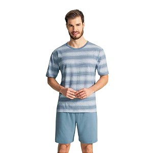 Pijama masculino blusa listrada e shorts liso 12270010