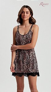 14373-Camisola Animal Print Recco de Microfibra com renda