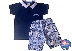 Conjunto Blusa Polo e Short com Estampa Surfista