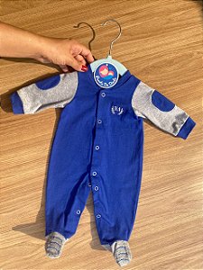 Macacão Azul com Pezinho de Tênis / 100% Algodão