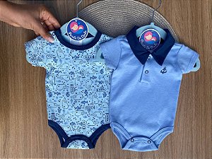 Kit com 2 Bodies para Bebê Menino / 100% Algodão