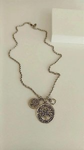 Colar medalha árvore da vida e ponto de luz - COL1194