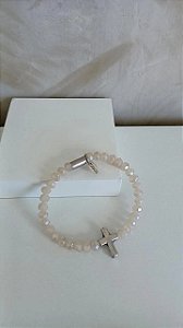Pulseira de cristal creme e cruzinha - PUL174