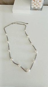 Colar pérolas e corrente - COL1202