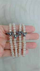 Pulseira de cristal creme e Divino Espírito Santo - PUL 206