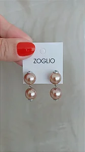 Brinco 2 pérolas (rosê) - BR633