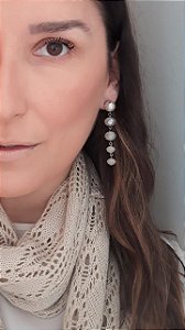 Brinco de pérola e cristal - BR437