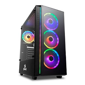 GABINETE GAMER REDRAGON GRAPPLE PRETO RGB, GC-607BK