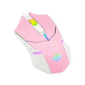 MOUSE GAMER REDRAGON CENTROPHORUS RGB ROSA COM BRANCO M601PW-RGB