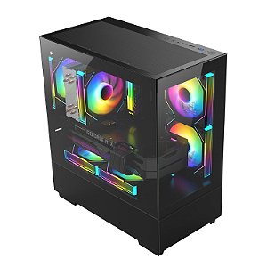 Gabinete Gamer Kyrios Micro Atx 3 Fans RBG Preto Mymax(MCA-K40-BK)