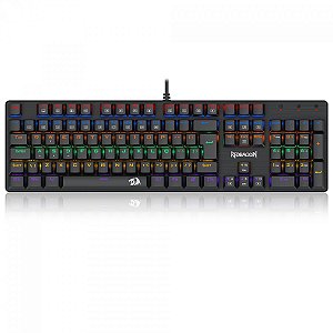 Teclado Mecânico Gamer Redragon Valheim Rainbow, Switch Blue, USB, ABNT2, Full-Size, Black, K608-R (PT-BLUE)