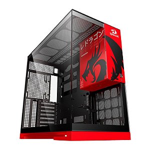 GABINETE GAMER GEOMETRIC MODEL 5 REDRAGON S/FAN GEO-M5-RD