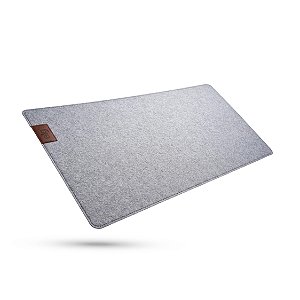 Mousepad Essential Office, Feltro 60x30cm, Com Porta Copo, Antiderrapante, Bordas Costuradas, Cinza Claro MPEL-LG