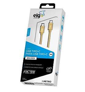 Cabo Micro Usb, Sincronização E Recarga 12w 2.4a, Nylon Trançado Com Blindagem, 2 Metros, Dourado,Elg M520BG