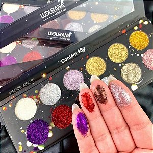 Paleta Glitter 12 Cores Ludurana Makeup