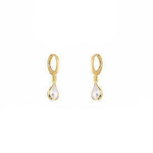 Brinco Argola Gotas de Pérolas Banho de Ouro 18K