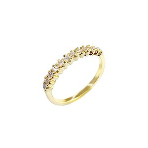 Anel Meia Aliança Banho de Ouro 18K